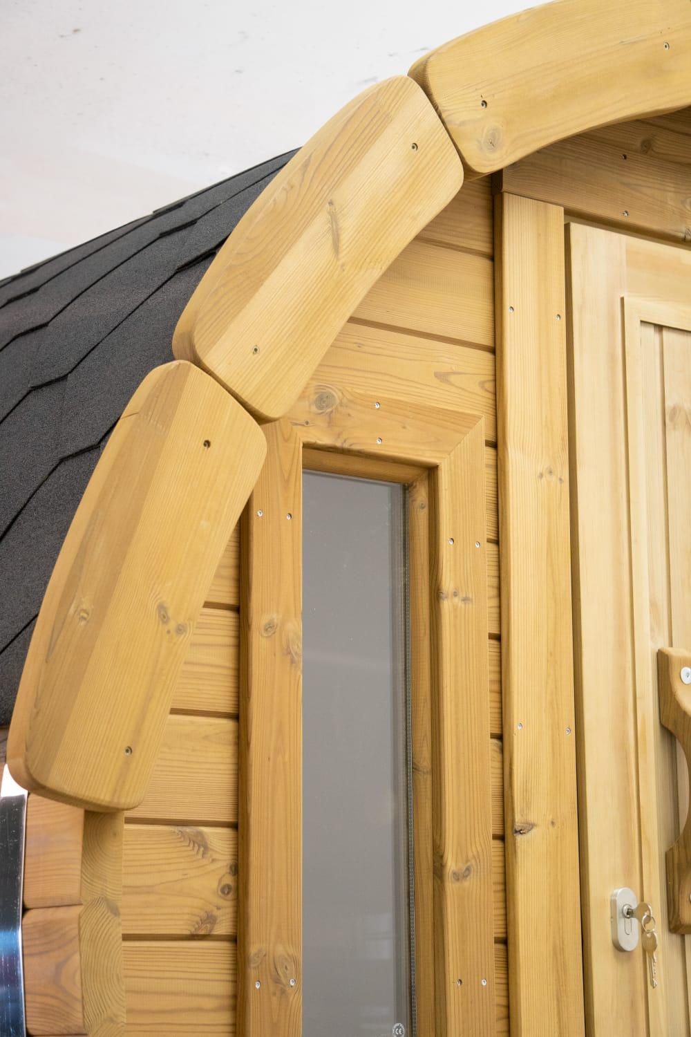 4.5m Panoramic Globe Barrel Sauna With Changing Room & Trailer