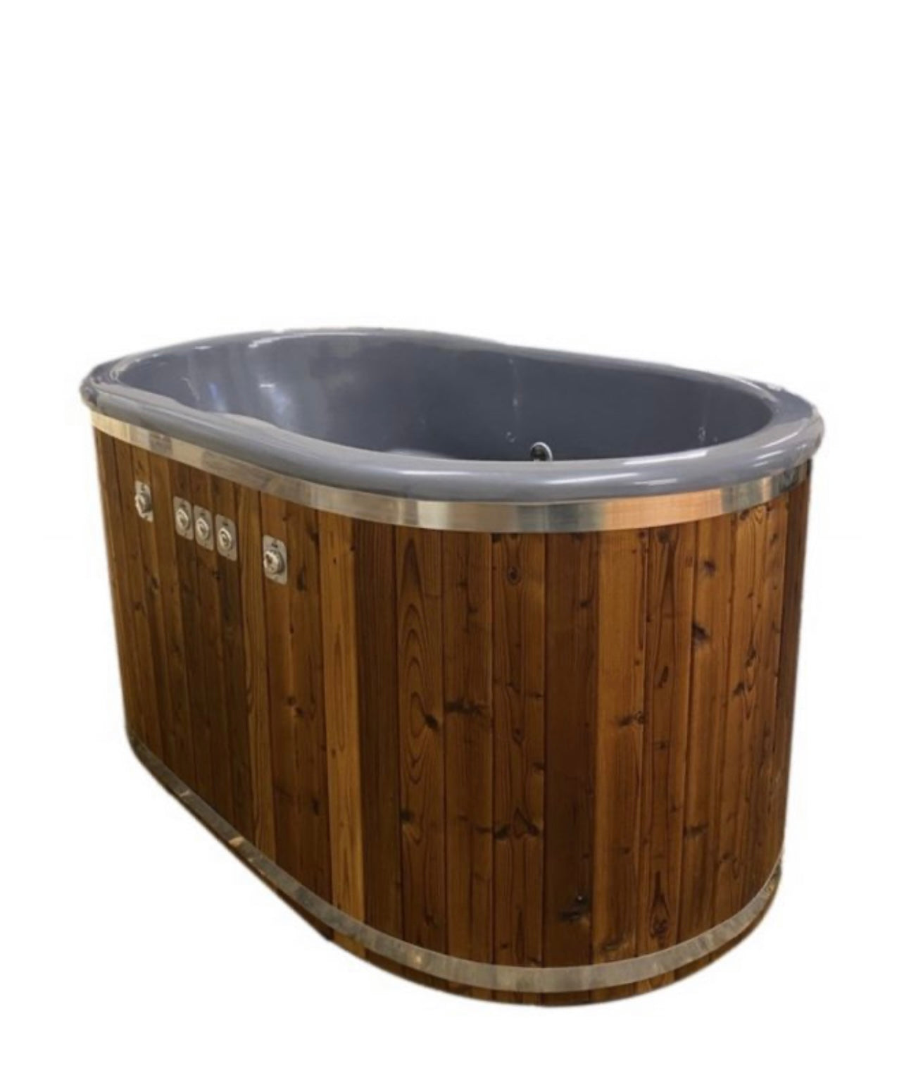 Luxury Double Dipper Thermo Wood Dual Temperature Ice Bath / Hot Tub Jacuzzi Combo with Filter / Chiller / Heater Unit