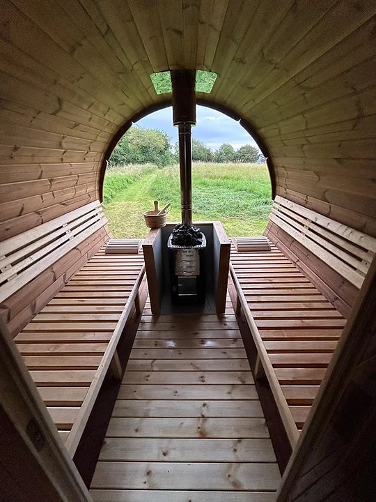 Glass Wall Thermo Wood Barrel Sauna 3.5m