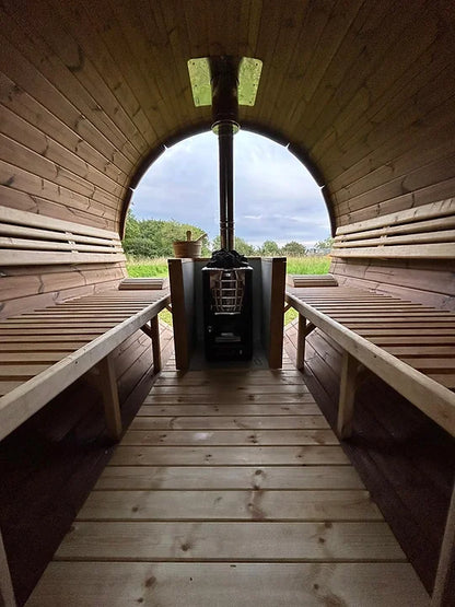 Glass Wall Thermo Wood Barrel Sauna 3.5m