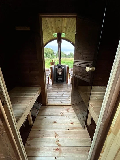 Glass Wall Thermo Wood Barrel Sauna 3.5m
