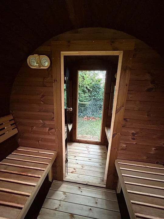 Glass Wall Thermo Wood Barrel Sauna 3.5m