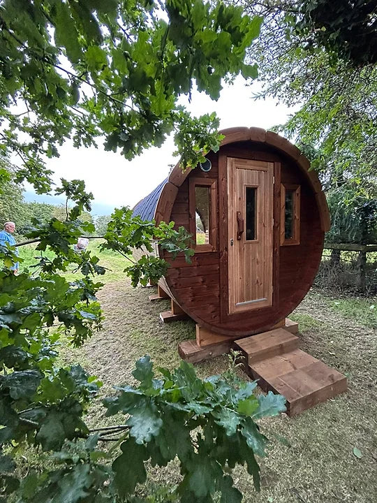 Glass Wall Thermo Wood Barrel Sauna 3.5m