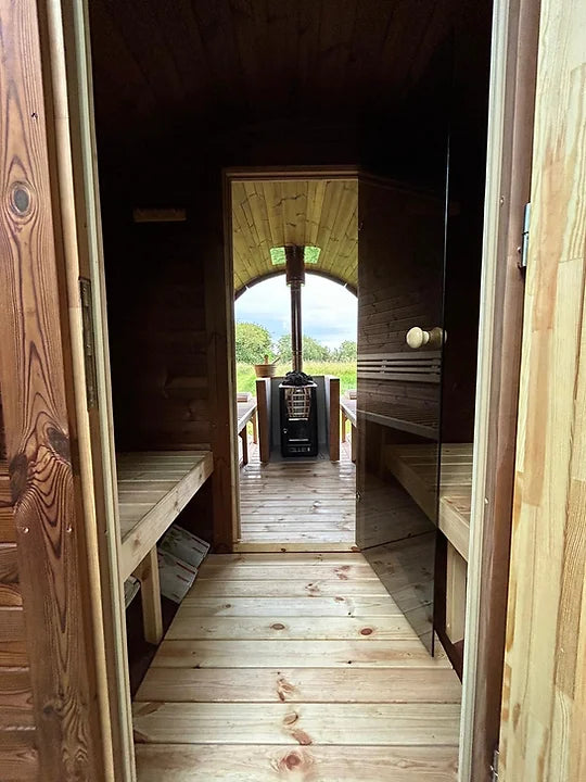 Glass Wall Thermo Wood Barrel Sauna 3.5m