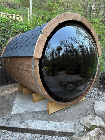 2.7m Panoramic Globe Barrel Sauna With Porch