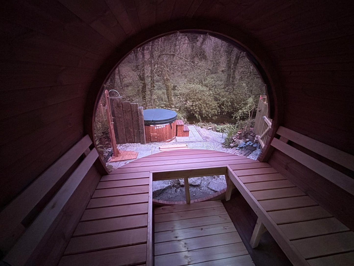 2.7m Panoramic Globe Barrel Sauna With Porch