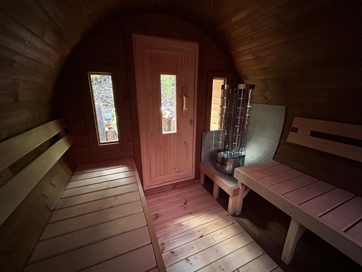 2.7m Panoramic Globe Barrel Sauna With Porch