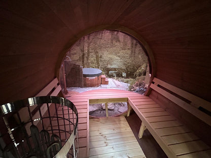 2.7m Panoramic Globe Barrel Sauna With Porch