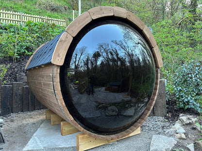 2.7m Panoramic Globe Barrel Sauna With Porch