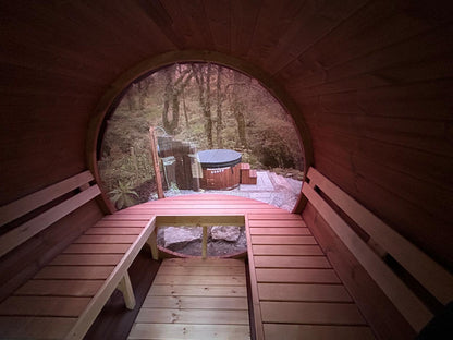 2.7m Panoramic Globe Barrel Sauna With Porch