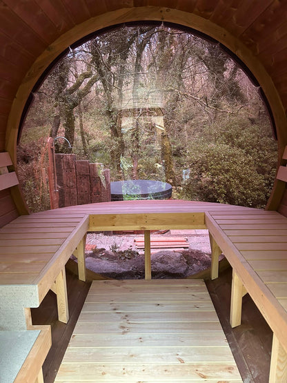 2.7m Panoramic Globe Barrel Sauna With Porch